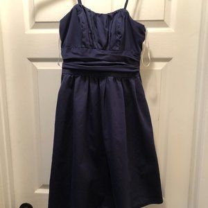 DAVID'S Bridal Navy dress with straps and pockets
